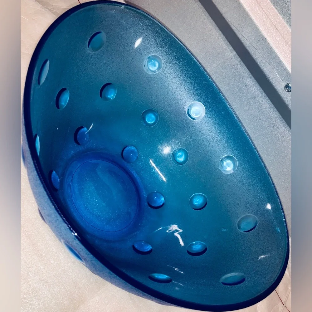 Blue Glass Dots Decorative Bowl Home Decoration Kitchen Tableware Fruit Salad